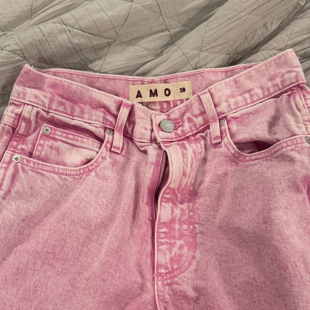 AMO Pink High-Rise Vintage Wash Jeans